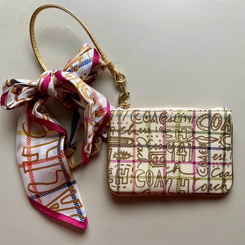 Coach Tattersall Gold/Multicolor Graffiti Wristlet